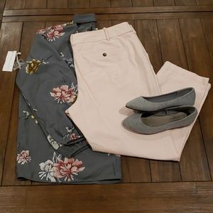 Ava &Viv 22 Womens Pink Cotton Ankle Pants